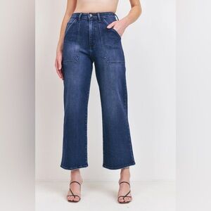 NWT Just Black Denim High Rise Cargo Pocket Wide Leg Size 29